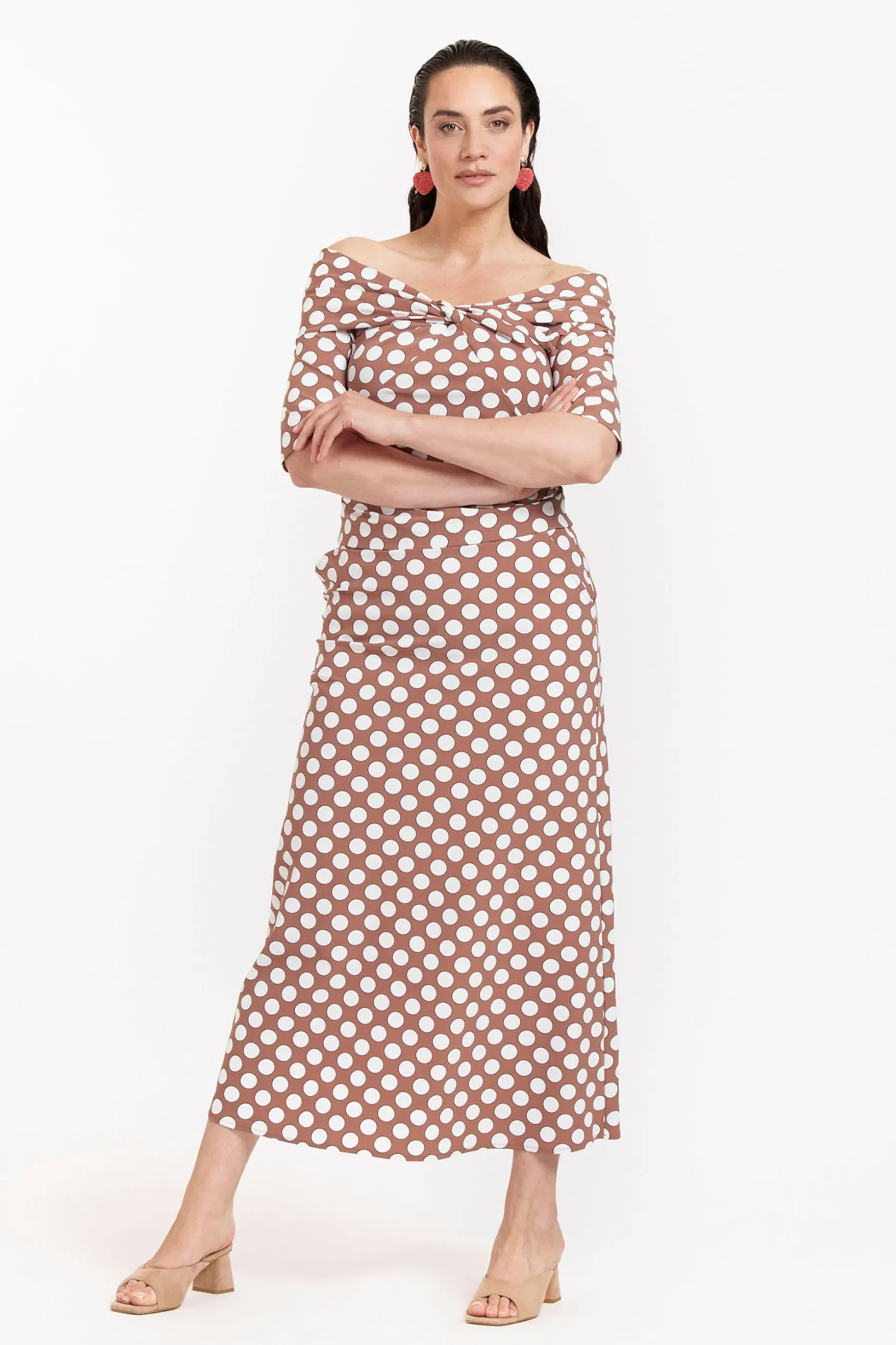 Felina dot top - chocolate/off white