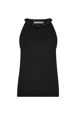 Feline beads top - black