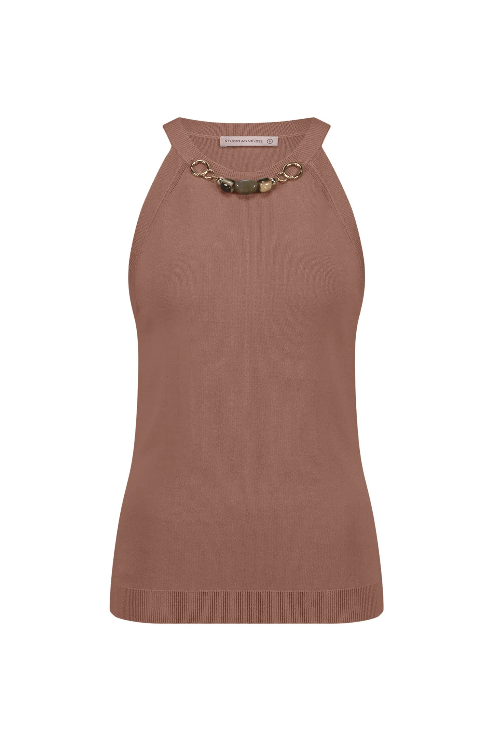 Feline beads top - chocolate