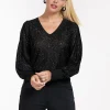 Fennie vneck pullover - black