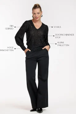 Fennie vneck pullover - black