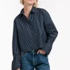 Fildeli poplin stripe blouse - dark blue/off white