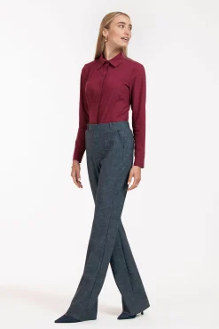 Flair LONG bnd dnm tweed trousers - midnight blue