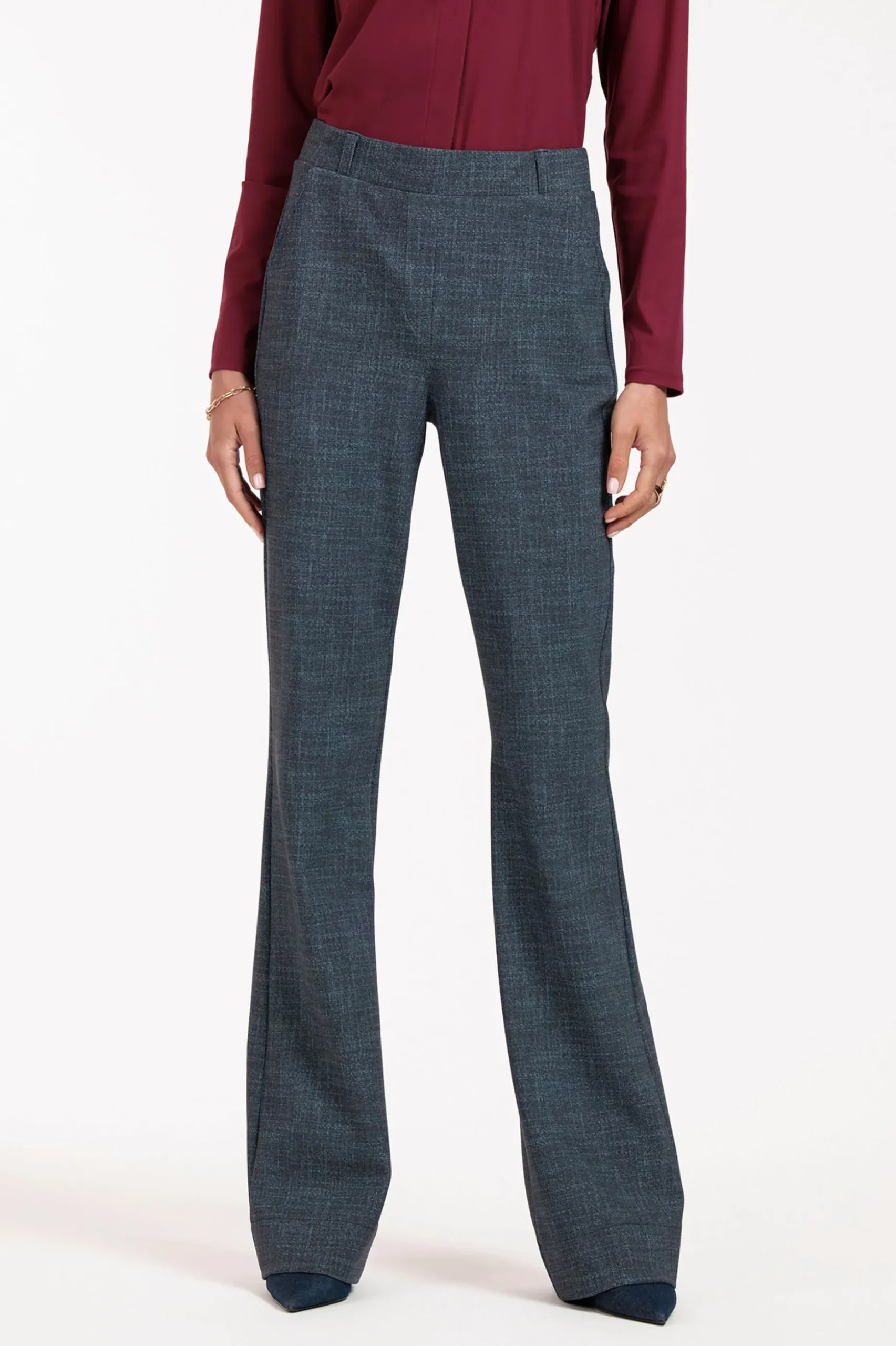 Flair LONG bnd dnm tweed trousers - midnight blue
