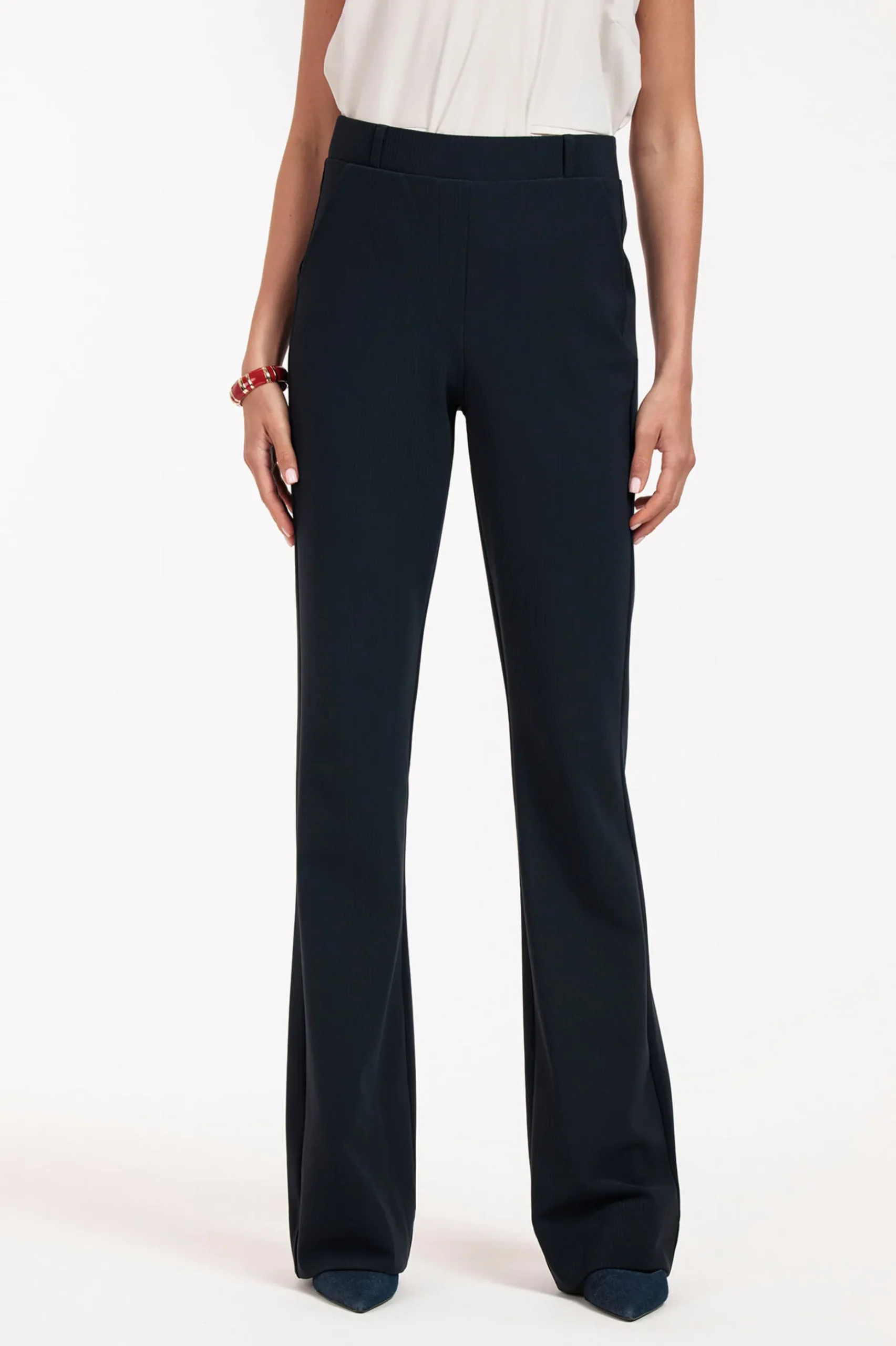 Flair LONG bonded rib trousers - dark blue