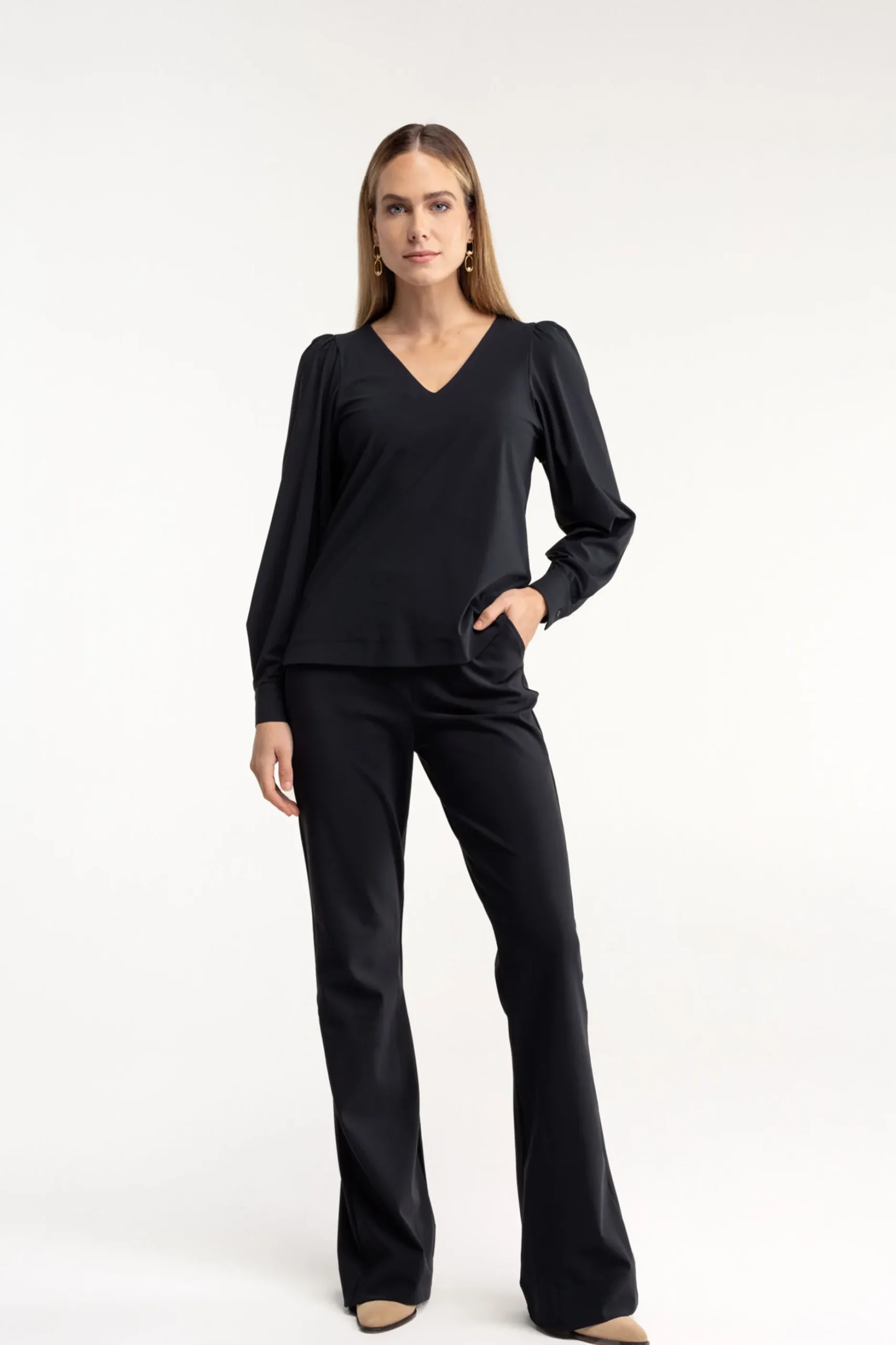 Flair LONG bonded trousers - black