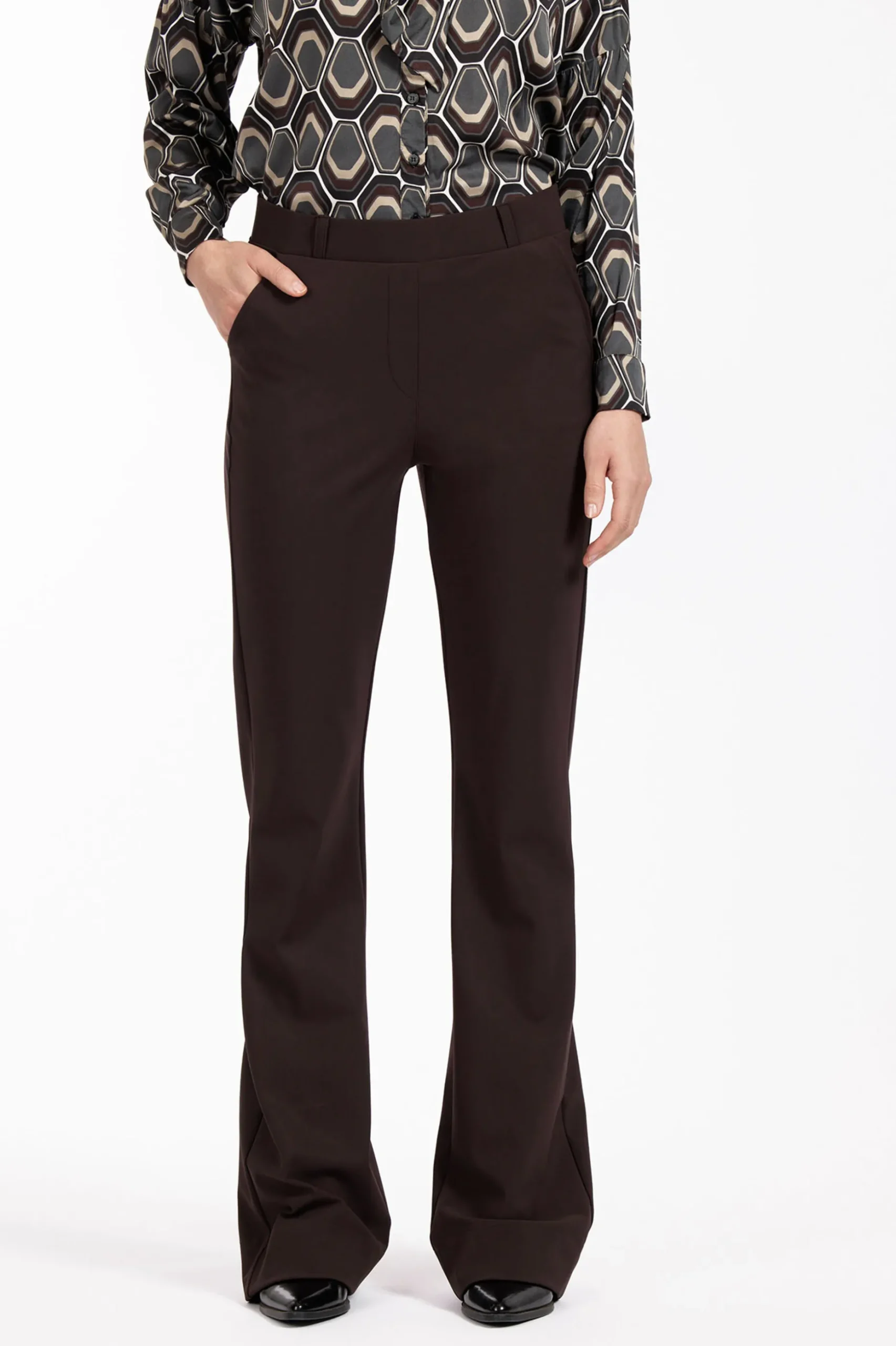 Flair LONG bonded trousers - espresso