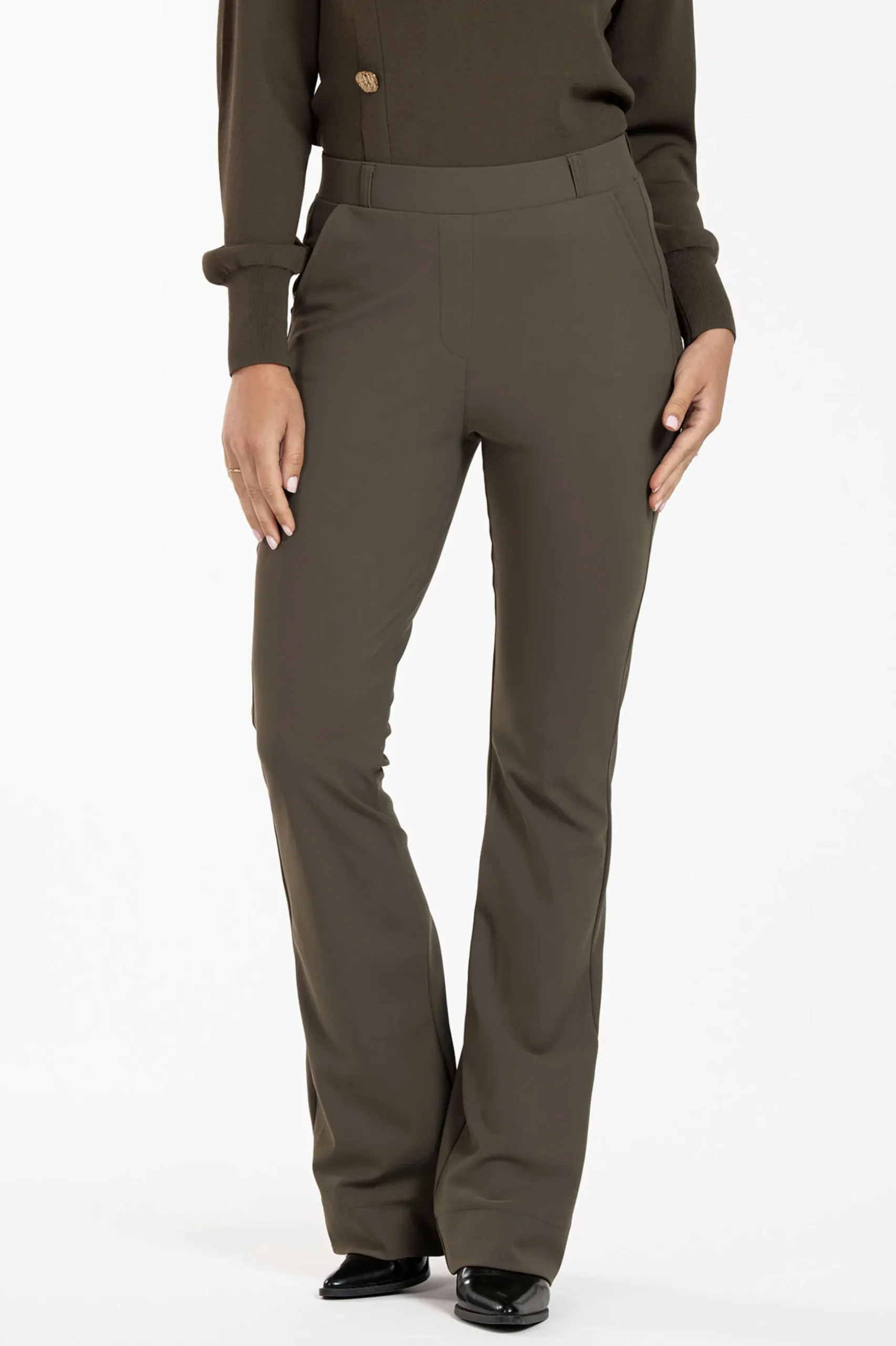 Flair LONG bonded trousers - new army