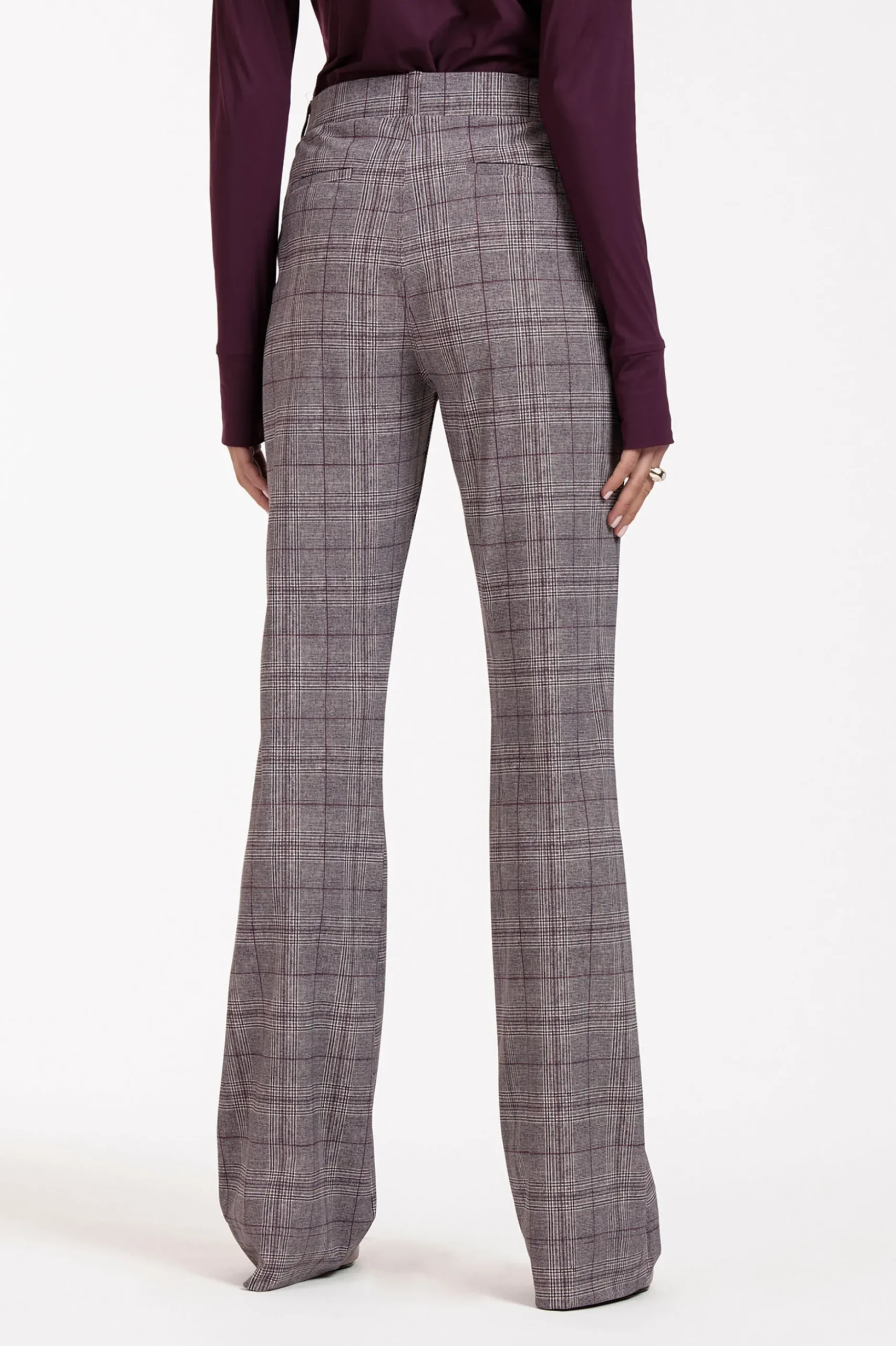 Flair LONG check trousers - merlot/kit