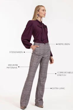 Flair LONG check trousers - merlot/kit