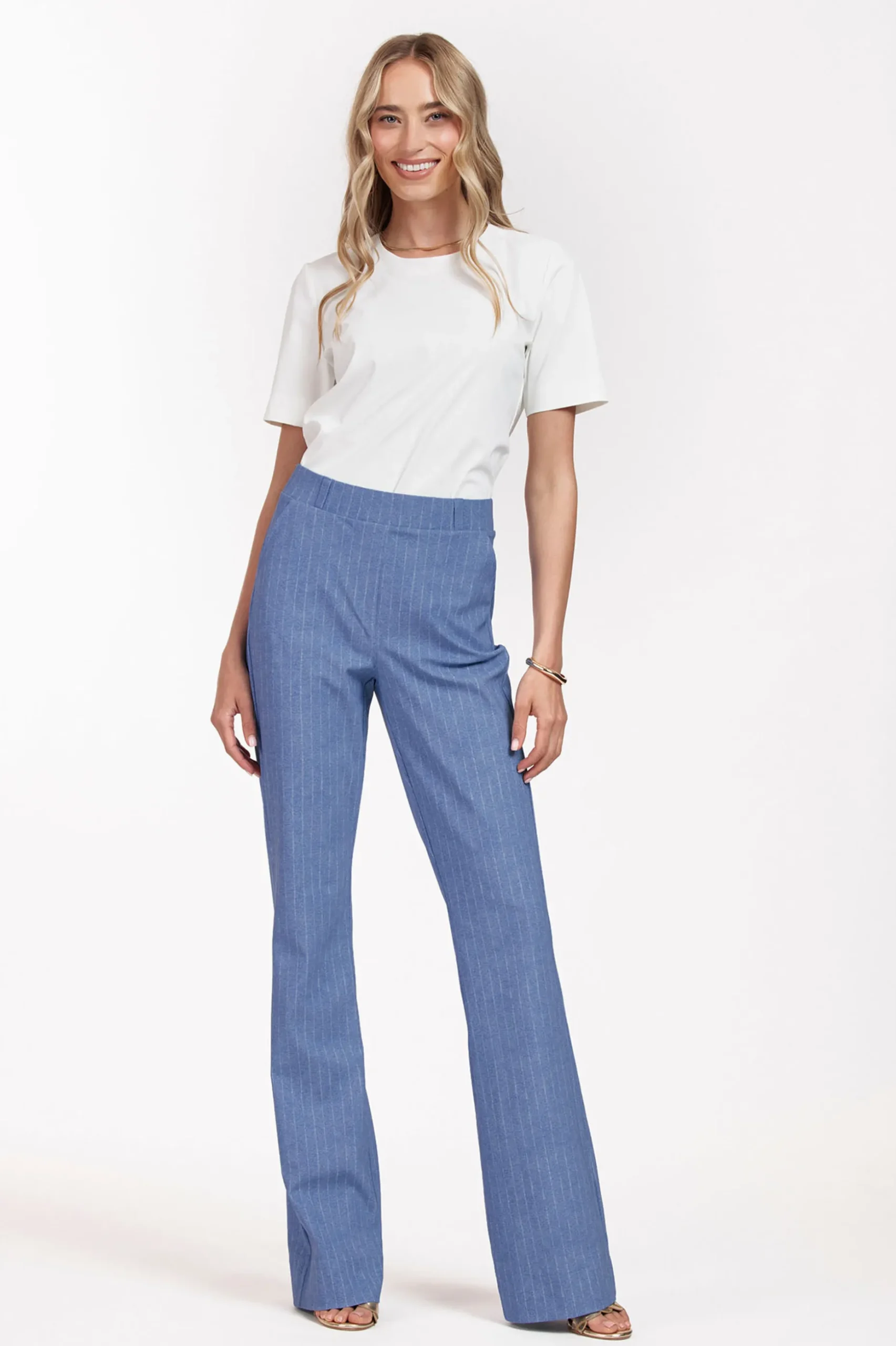 Flair LONG pinstripe trousers - denim blue
