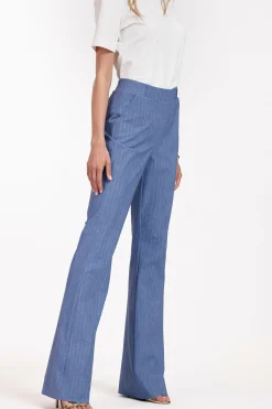 Flair LONG pinstripe trousers - denim blue