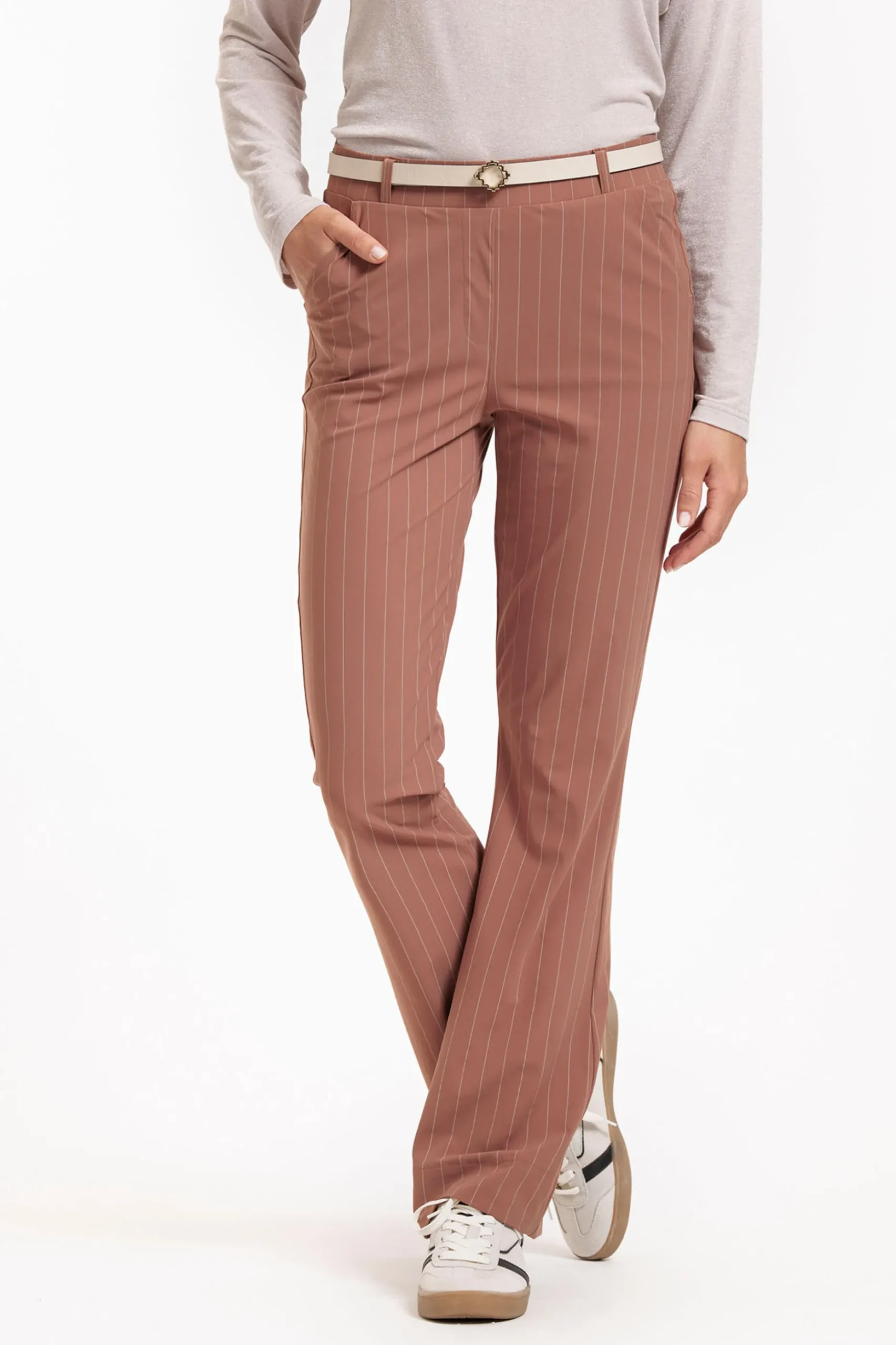 Flair pinstripe trousers - chocolate/kit