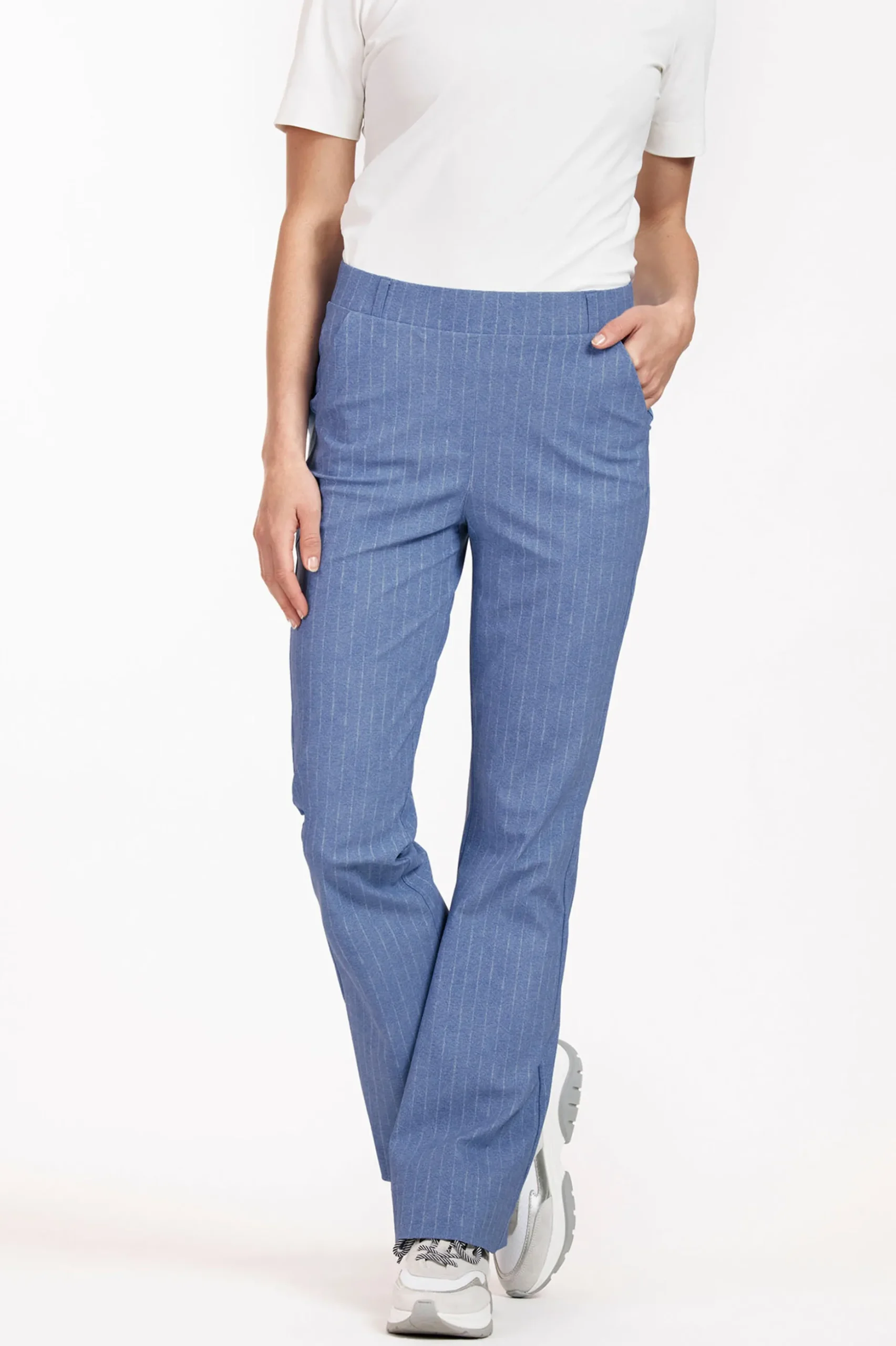 Flair pinstripe trousers - denim blue