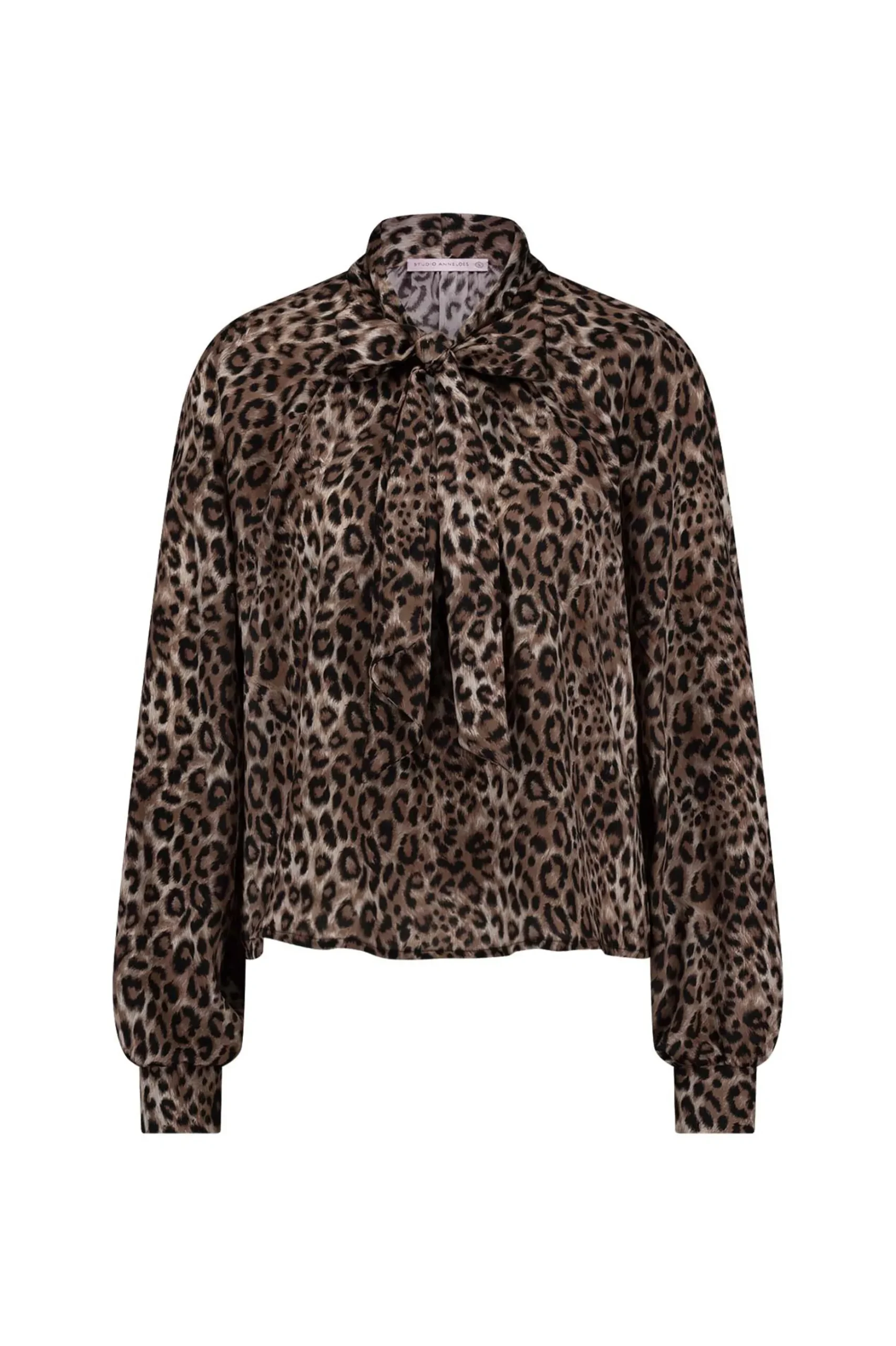 Frances satin animal blouse - chocolate/black