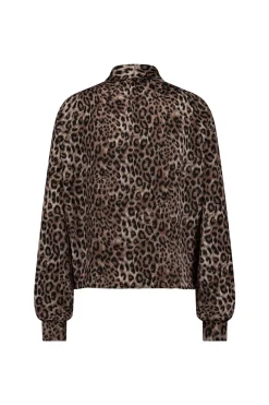 Frances satin animal blouse - chocolate/black