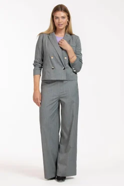 Franky gold stripe blazer - grey melange/gold