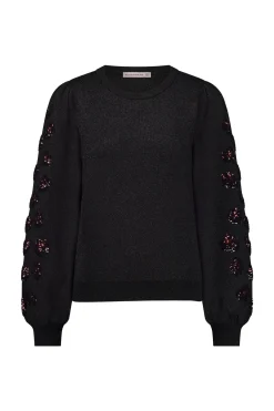 Hilly embroidery pullover - black