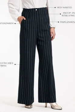 Holly gold pinstripe trousers - darkblue/gold