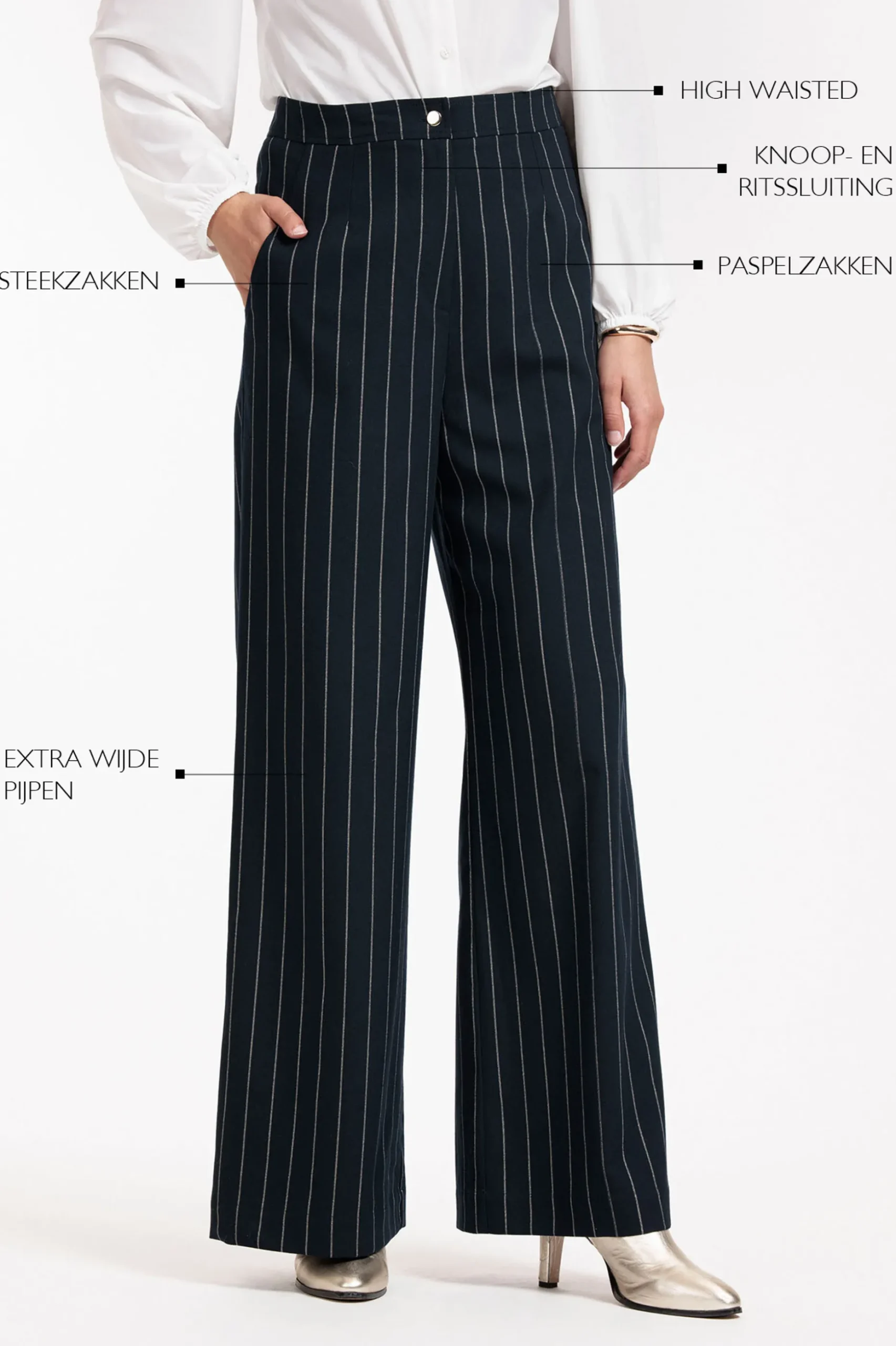 Holly gold pinstripe trousers - darkblue/gold
