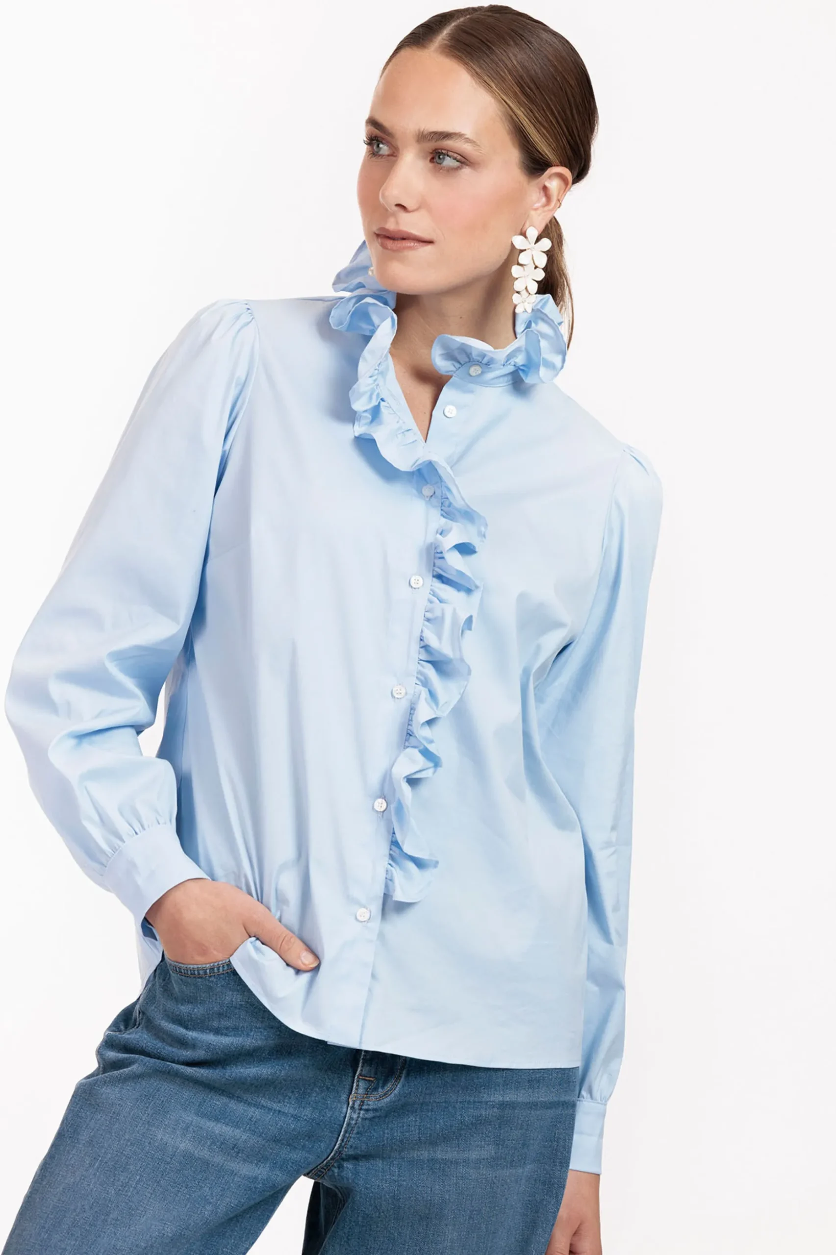 Idette poplin blouse - light blue