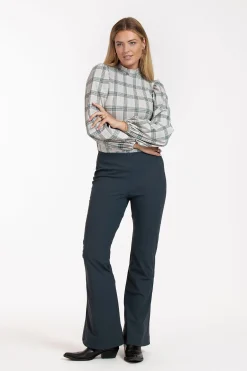 Ines check top - grey melange/antraciet