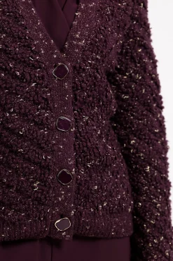 Iris chunky glitter cardigan - blackberry