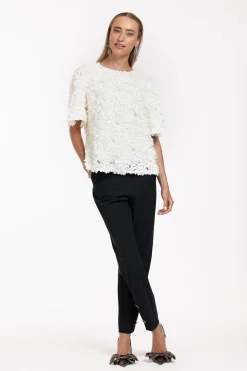 Ivory button trousers - black