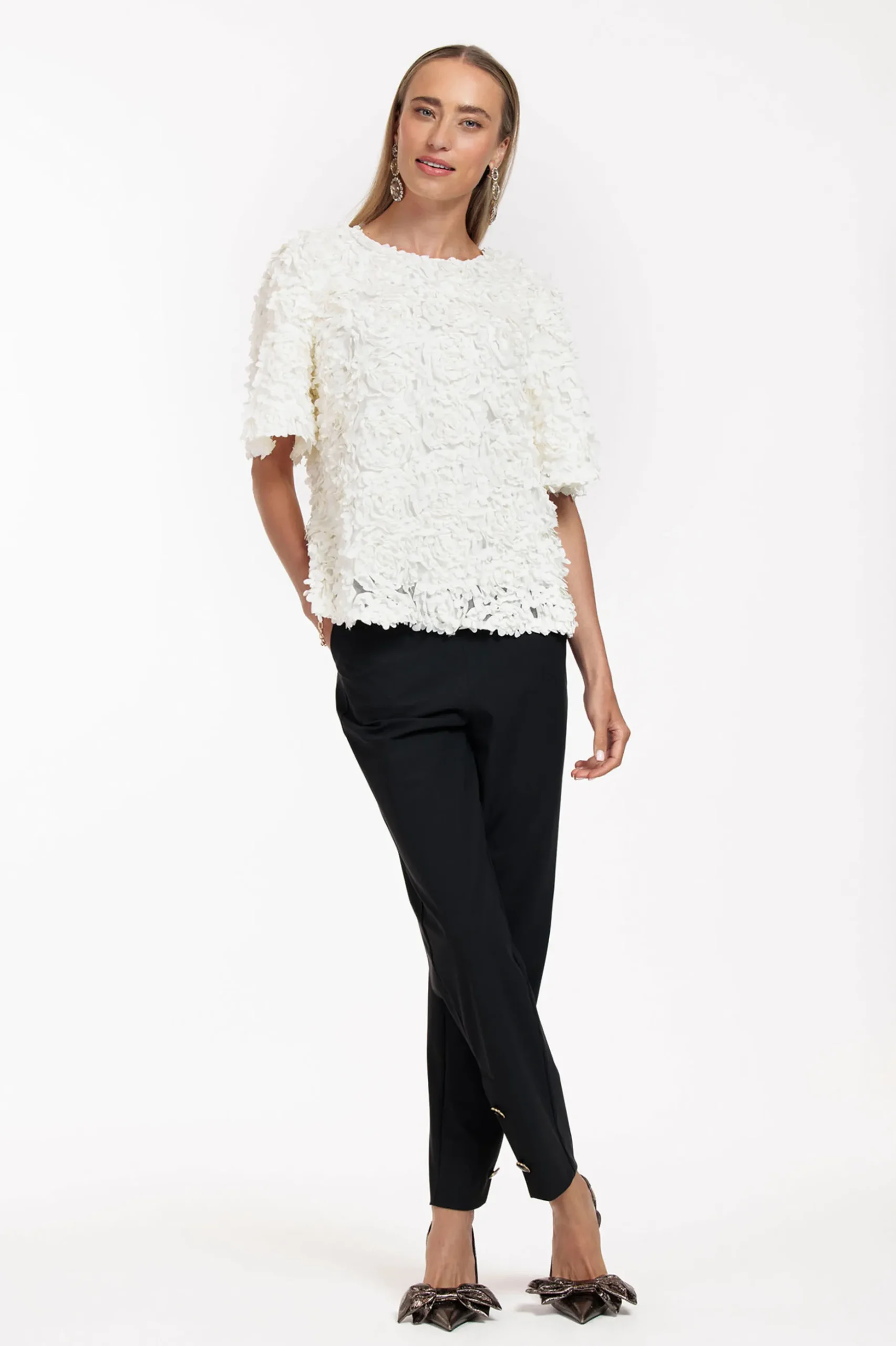 Ivory button trousers - black