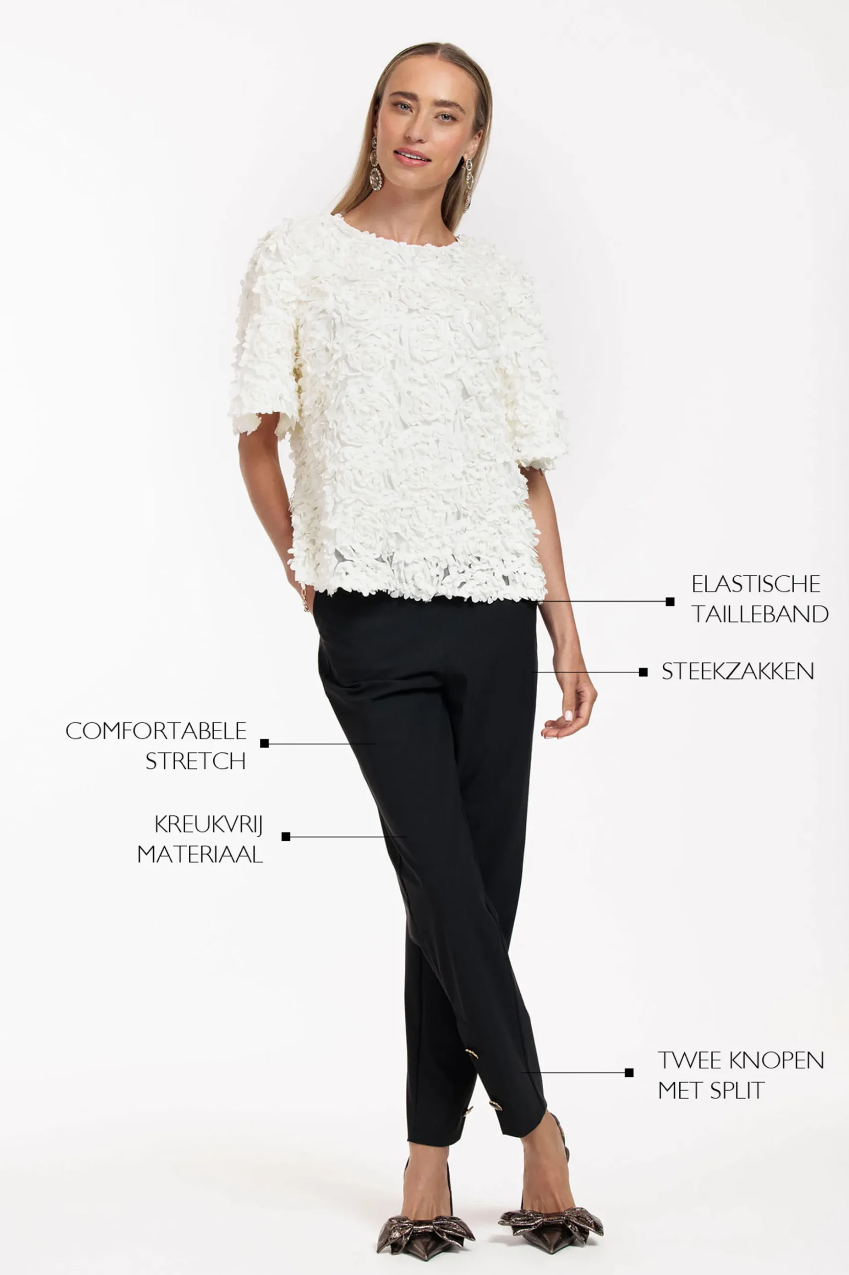 Ivory button trousers - black