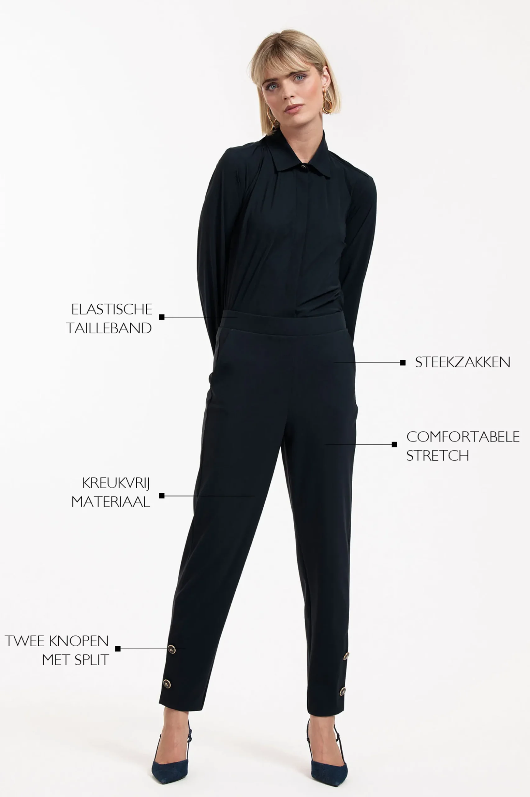 Ivory button trousers - dark blue