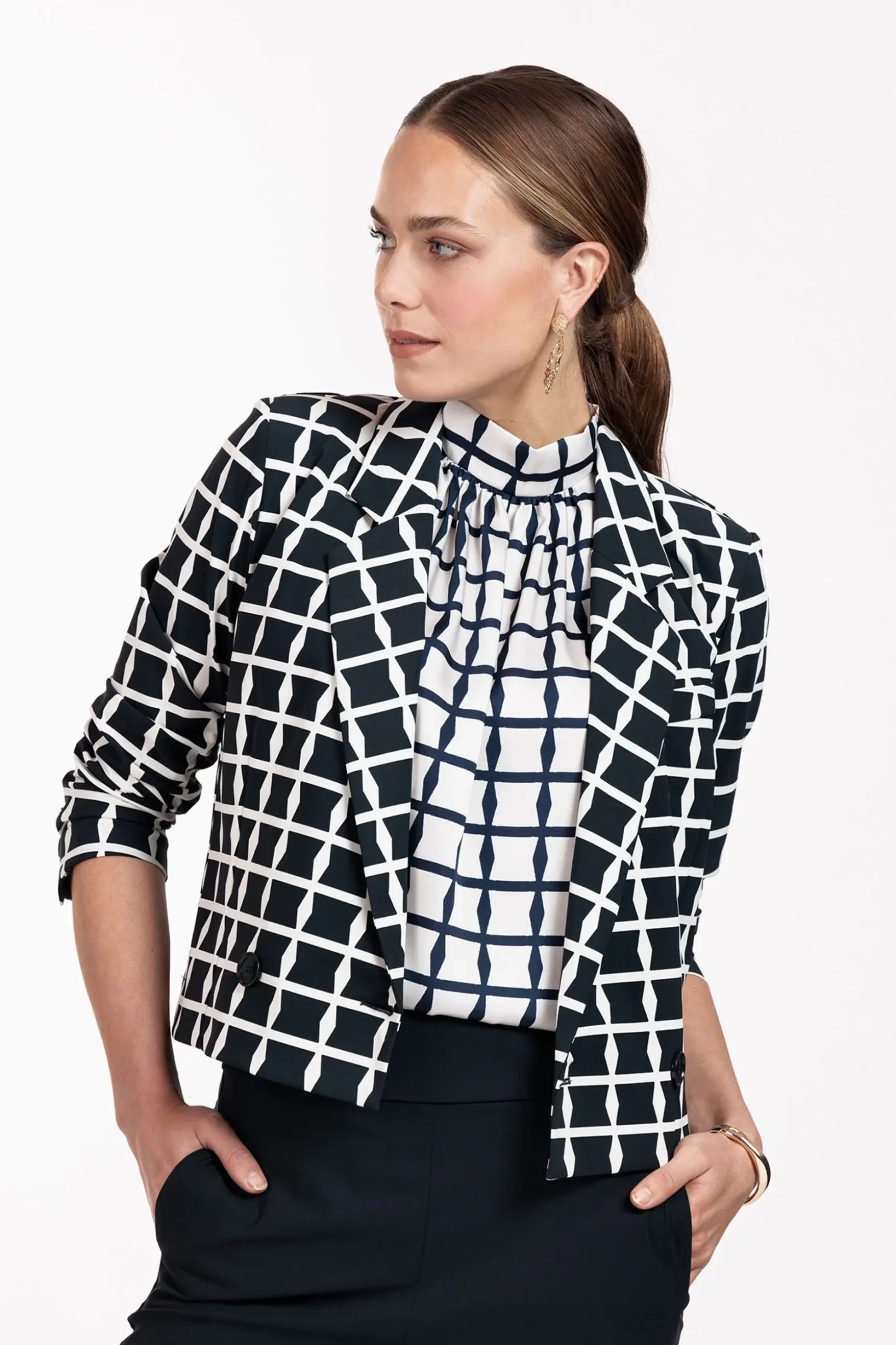 Iza squares top - kit/dark blue