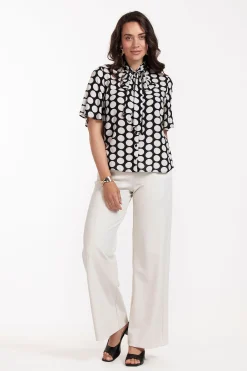 Jean big dot blouse - black/off white