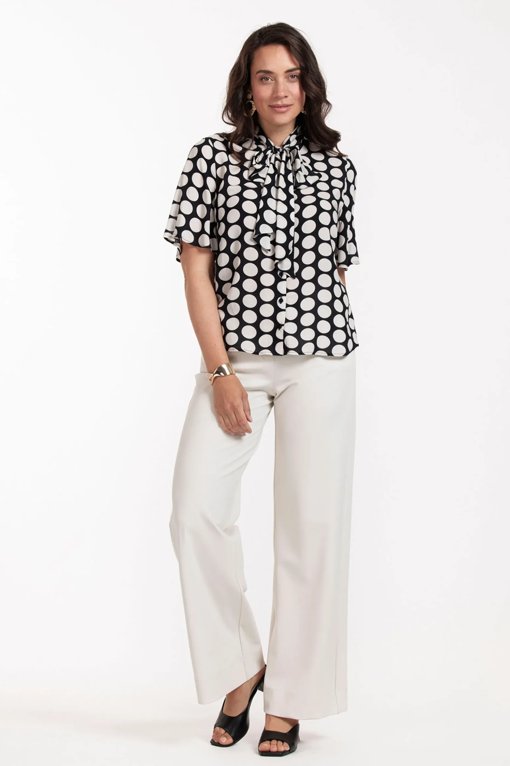 Jean big dot blouse - black/off white