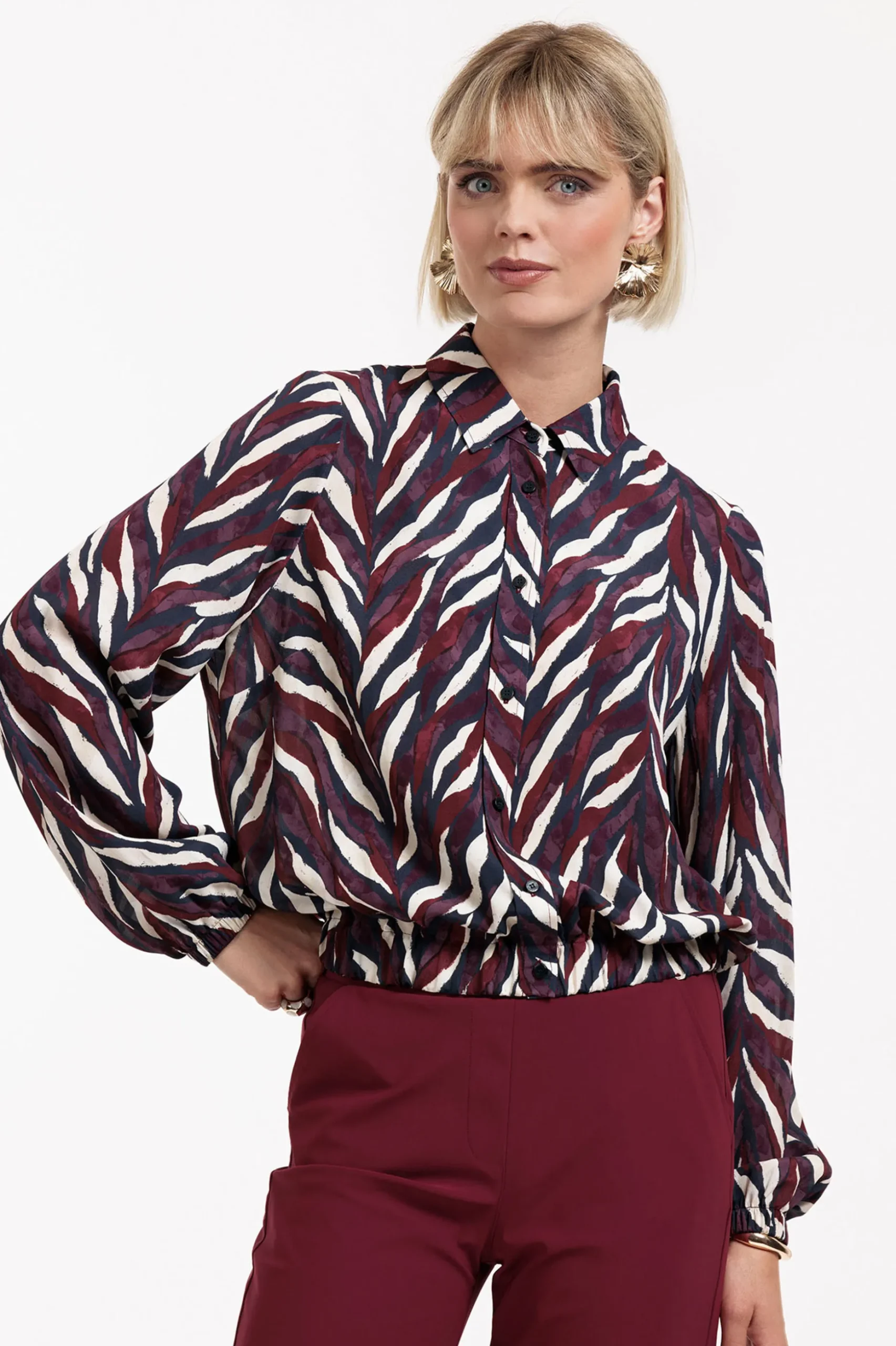 Jonny leaves crepe blouse - kit/merlot