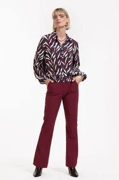 Jonny leaves crepe blouse - kit/merlot