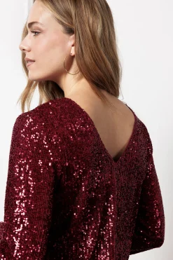 Julia 2way sequins top - merlot