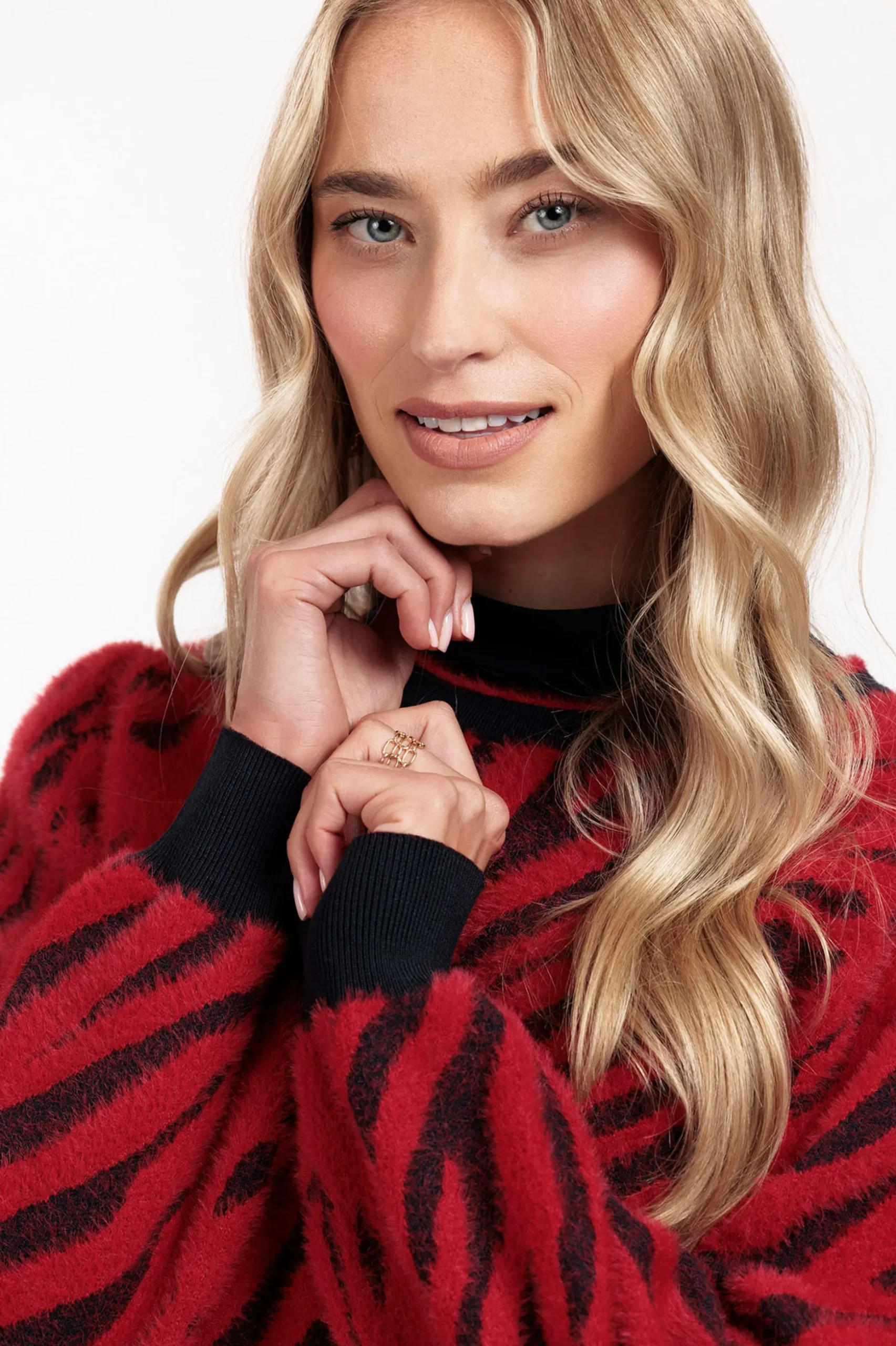 June zebra pullover - dark blue/red