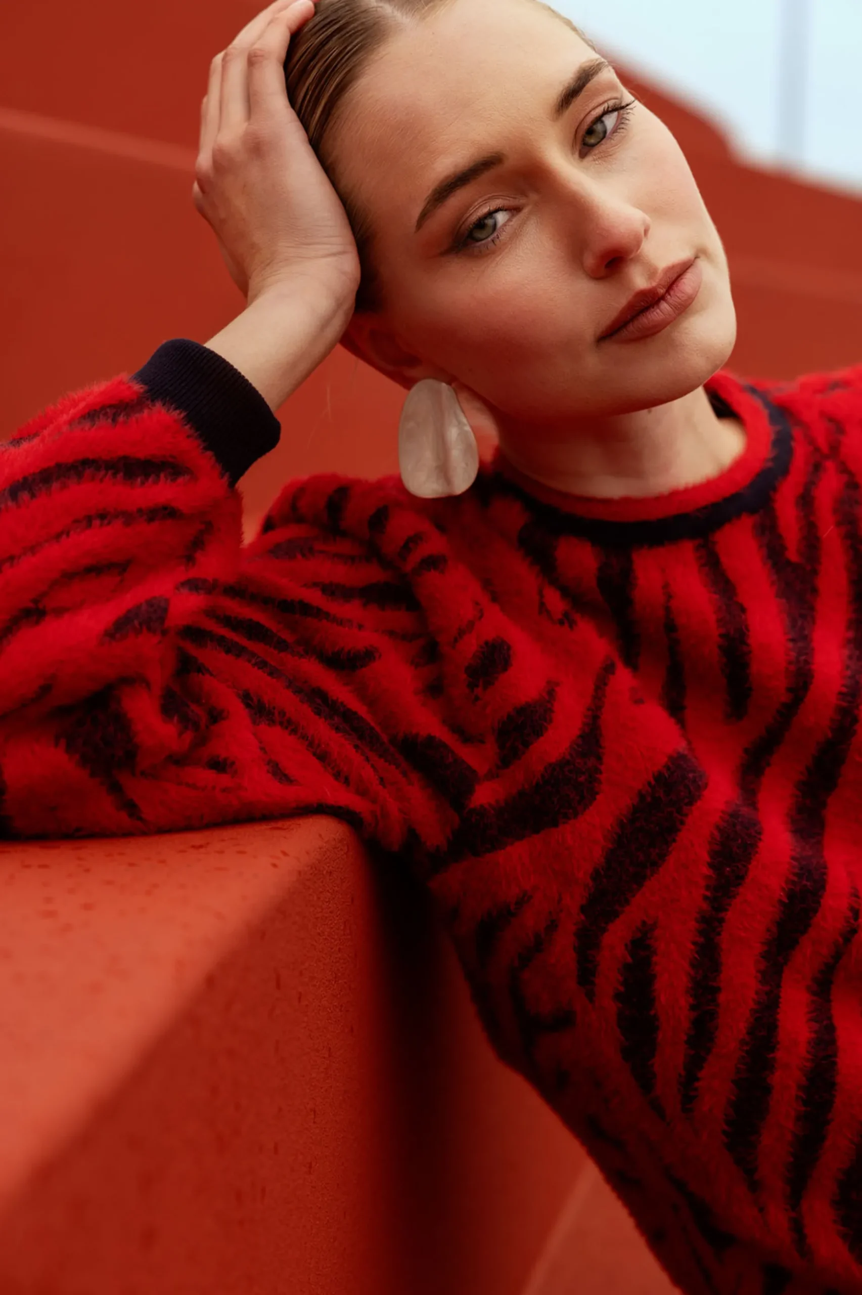 June zebra pullover - dark blue/red