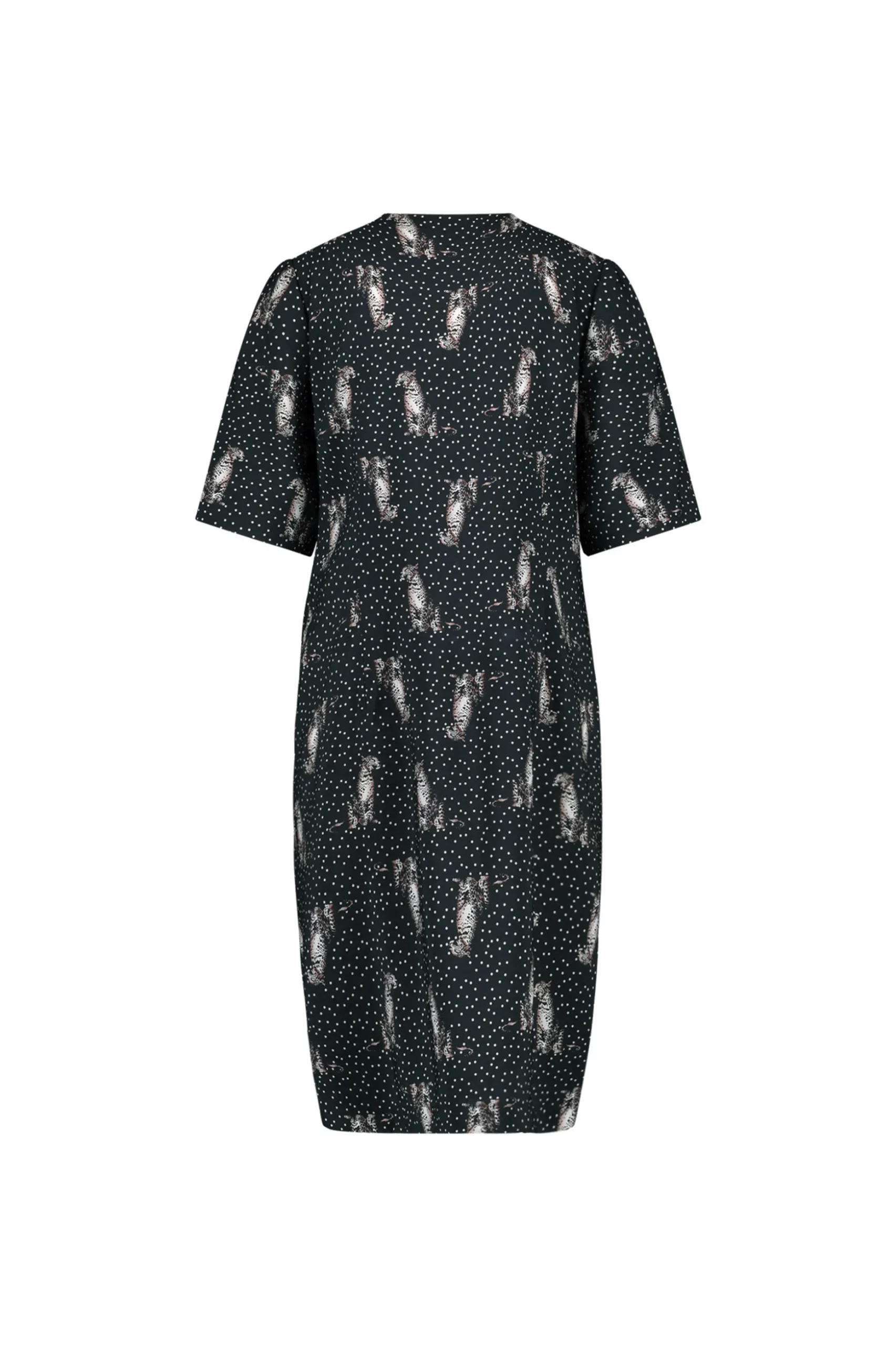 Lara dot panther dress - black/off white