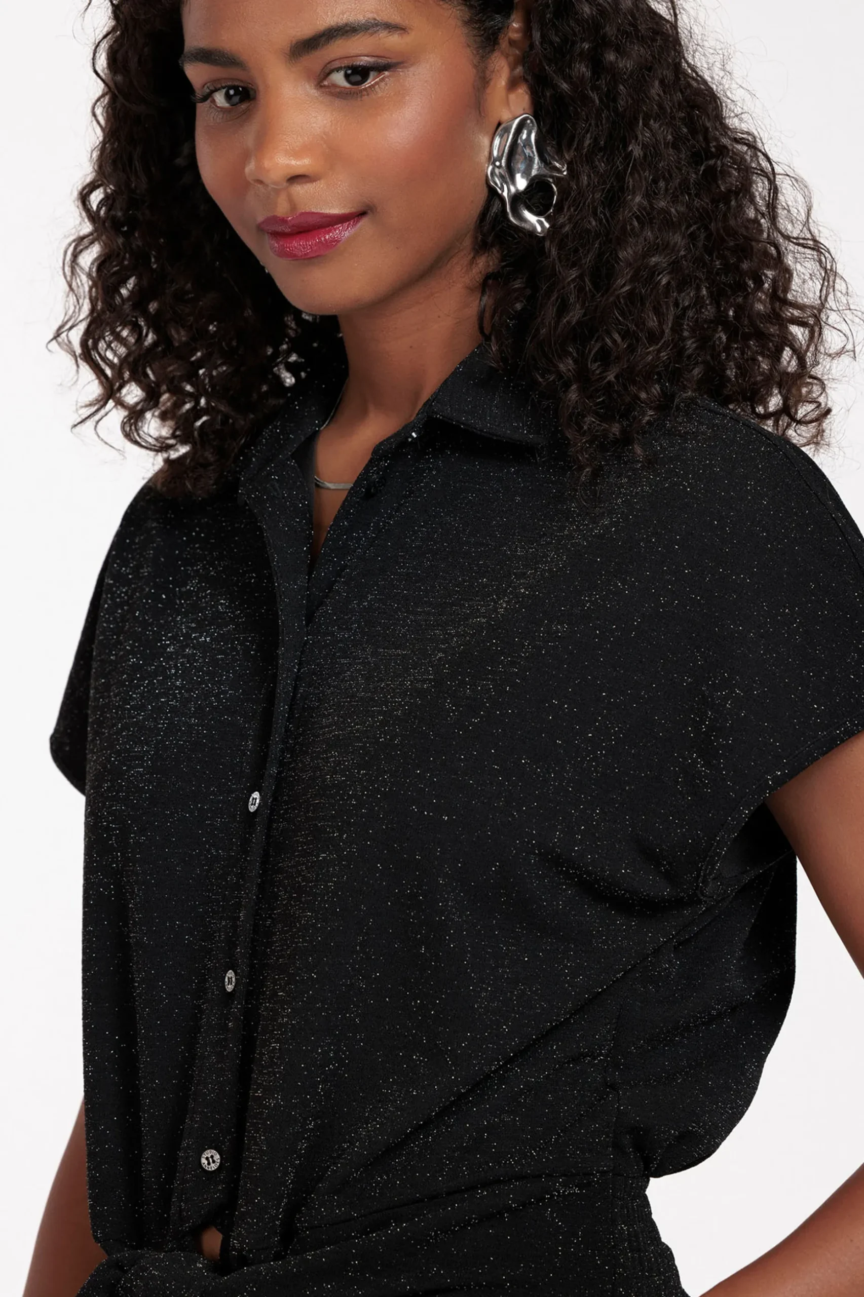 Lena sparkle blouse - black