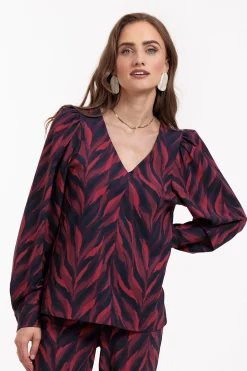 Les leaves top - darkblue/merlot