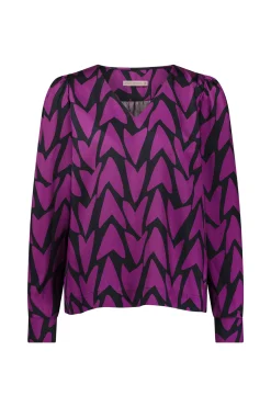 Les satin love blouse - black/magenta