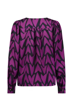 Les satin love blouse - black/magenta
