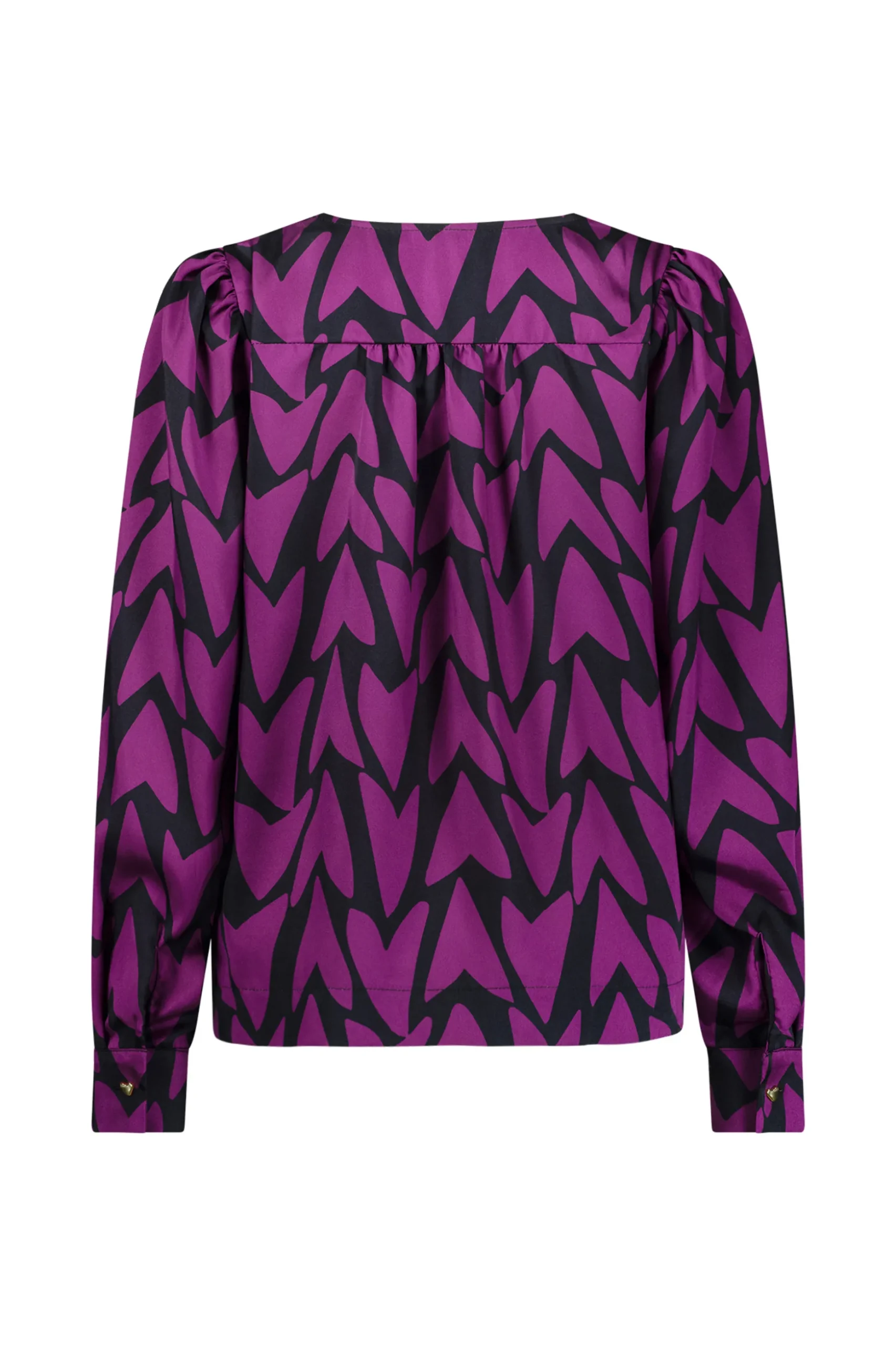 Les satin love blouse - black/magenta