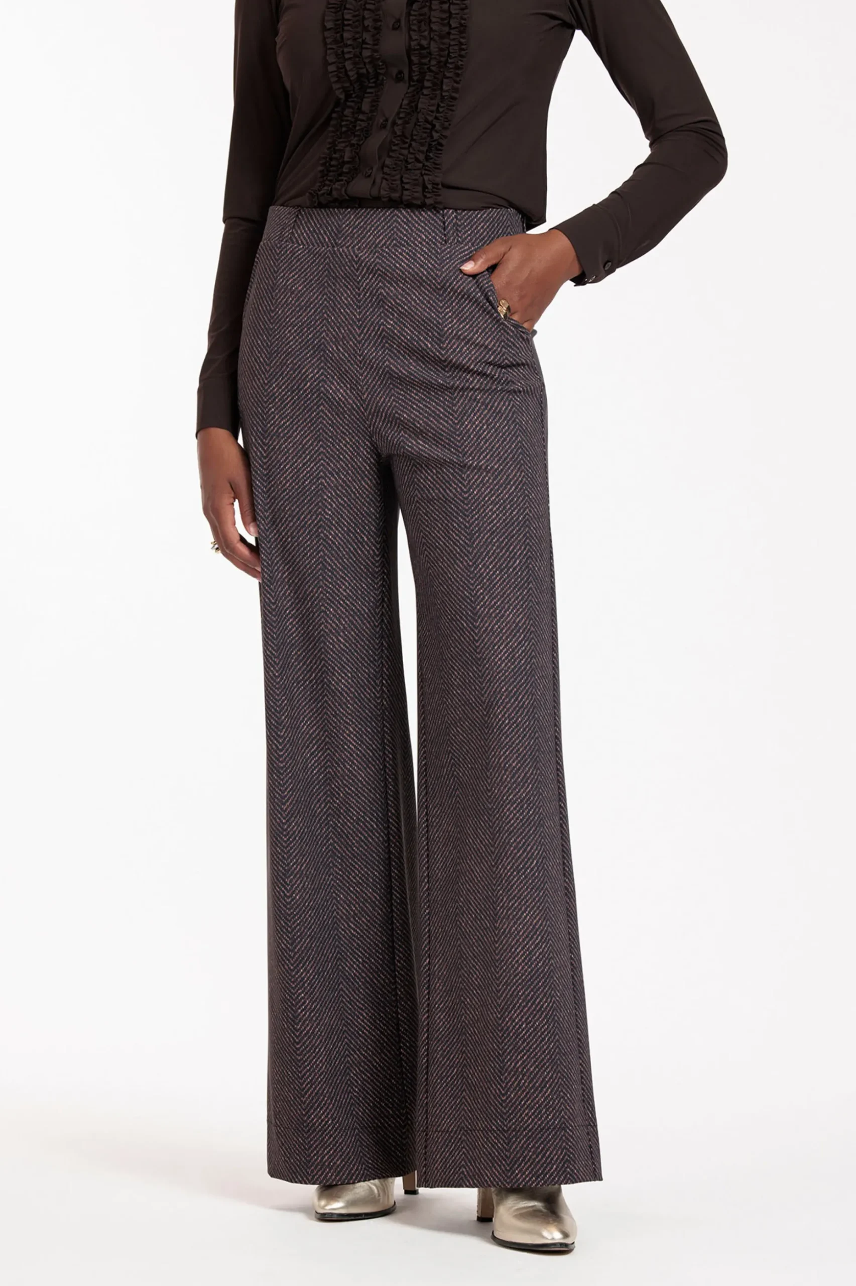 Lexie herringbone trousers - black/espresso