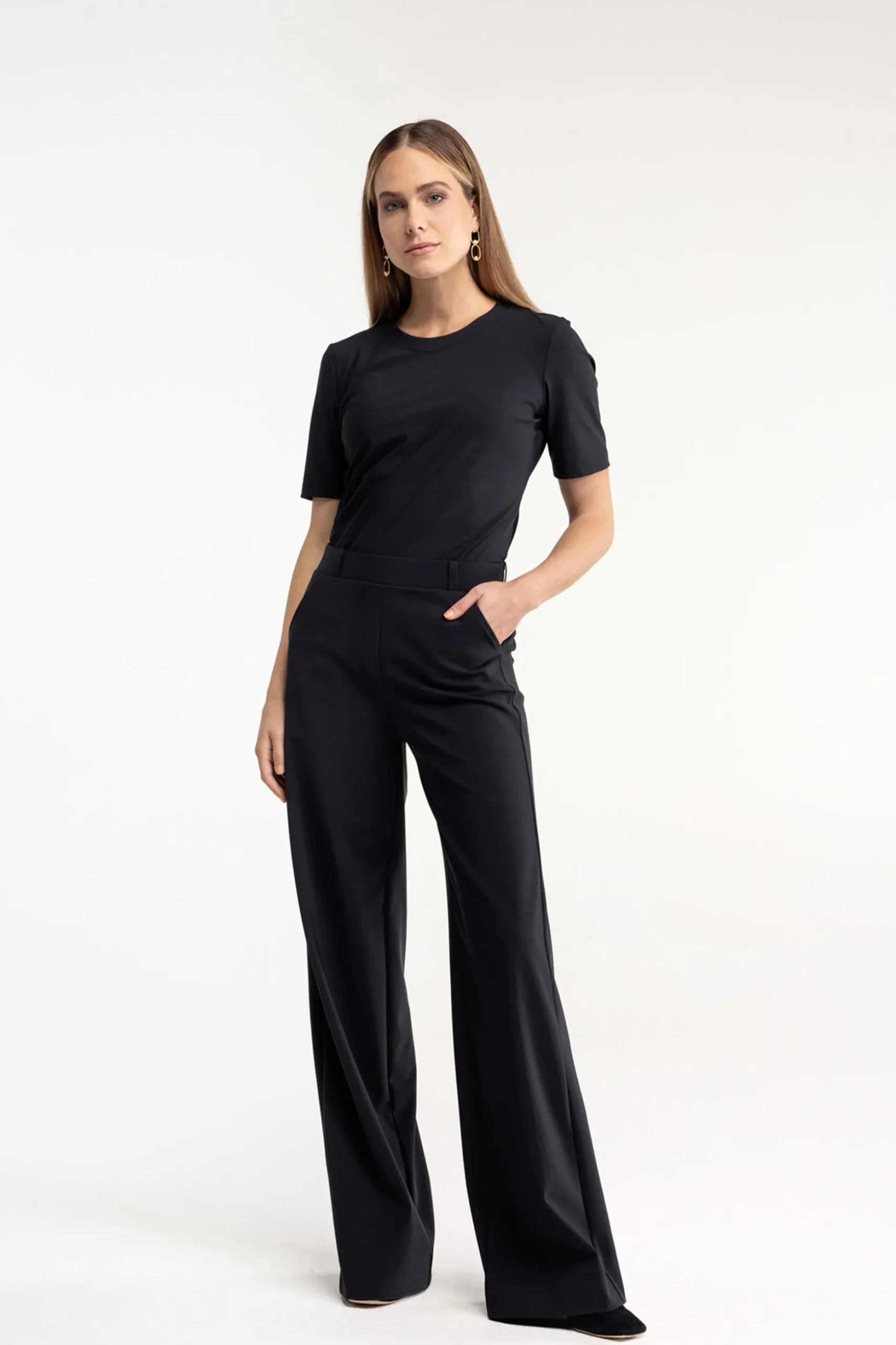 Lexie LONG bonded trousers - black