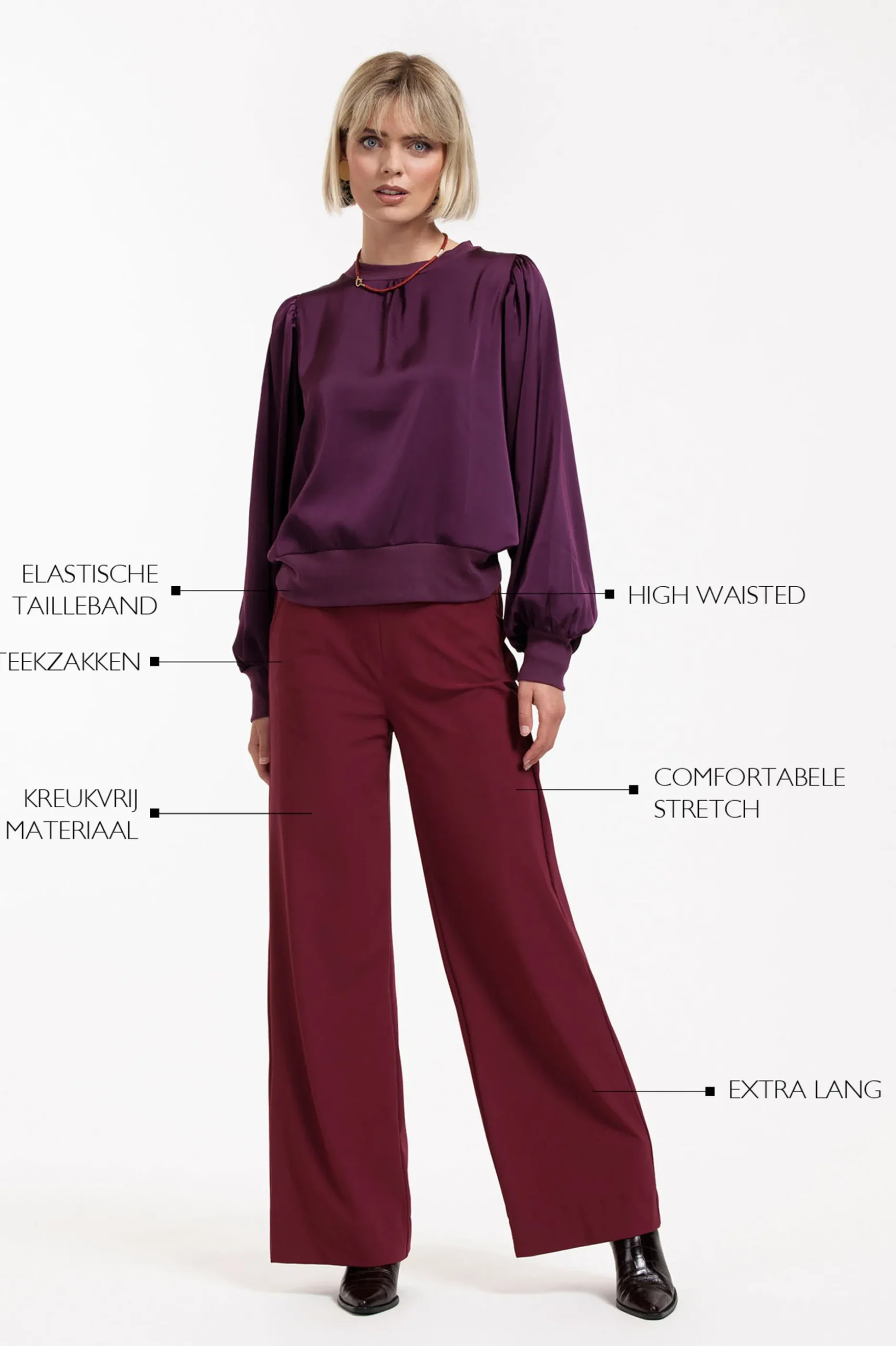 Lexie LONG bonded trousers - merlot