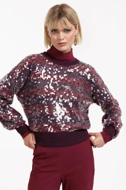 Lilly sequins pullover - blackberry/merlot