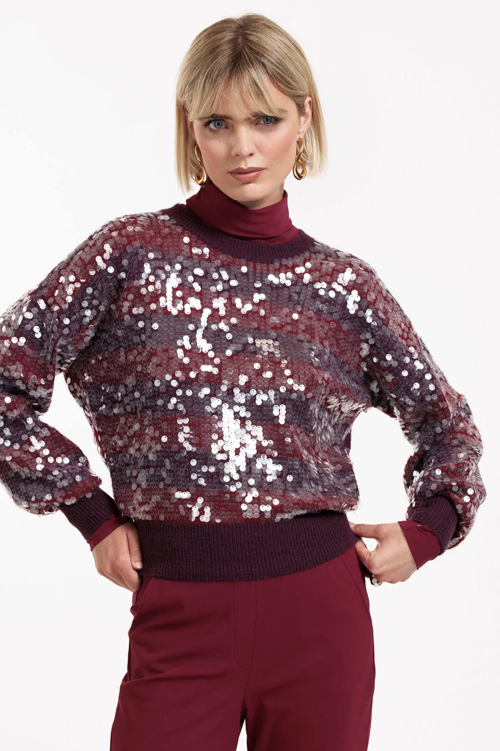 Lilly sequins pullover - blackberry/merlot